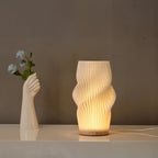 Elegant Wave Design Table Lamp - White Ceramic, Ambient Lighting, 12-inch — Image 6