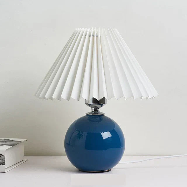 Ceramic Table Lamp with Pleated Fabric Shade, Pink, Modern Home Decor — Image 13