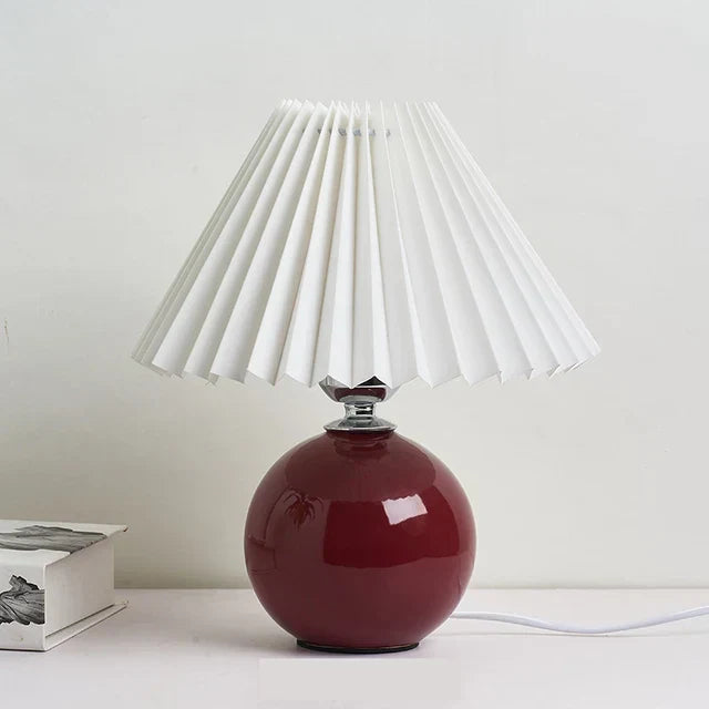 Ceramic Table Lamp with Pleated Fabric Shade, Pink, Modern Home Decor — Image 15