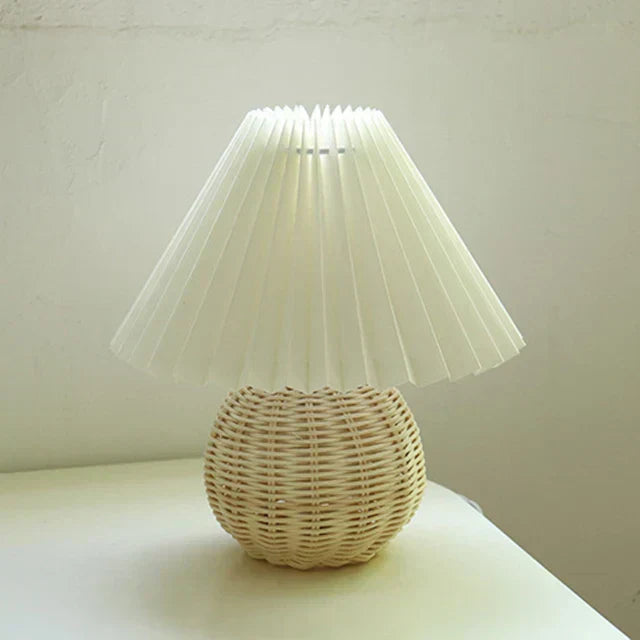 Ceramic Table Lamp with Pleated Fabric Shade, Pink, Modern Home Decor — Image 5
