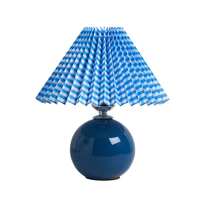 Ceramic Table Lamp with Pleated Fabric Shade, Pink, Modern Home Decor — Image 6