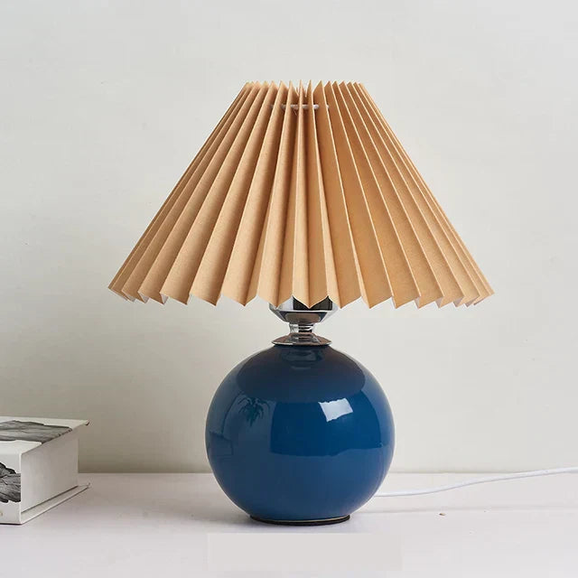 Ceramic Table Lamp with Pleated Fabric Shade, Pink, Modern Home Decor — Image 12