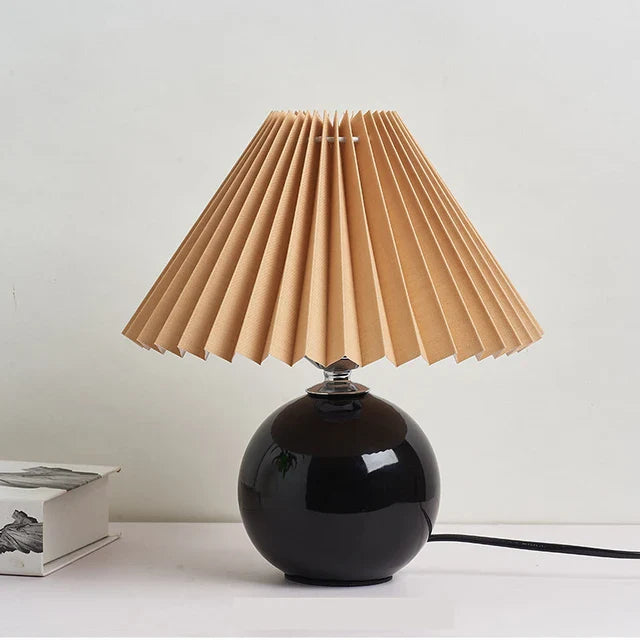 Ceramic Table Lamp with Pleated Fabric Shade, Pink, Modern Home Decor — Image 16