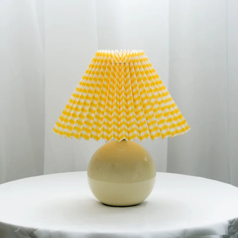 Ceramic Table Lamp with Pleated Fabric Shade, Pink, Modern Home Decor — Image 7