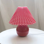 Ceramic Table Lamp with Pleated Fabric Shade, Pink, Modern Home Decor — Image 8