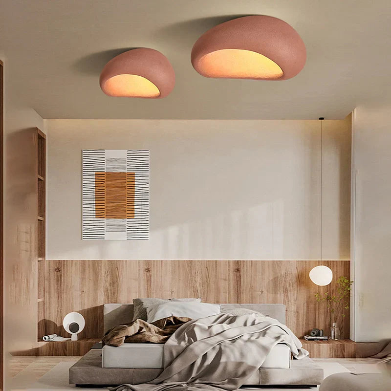 Modern Minimalist Ceiling Light Stone Texture LED Flush Mount Fixture — Image 5