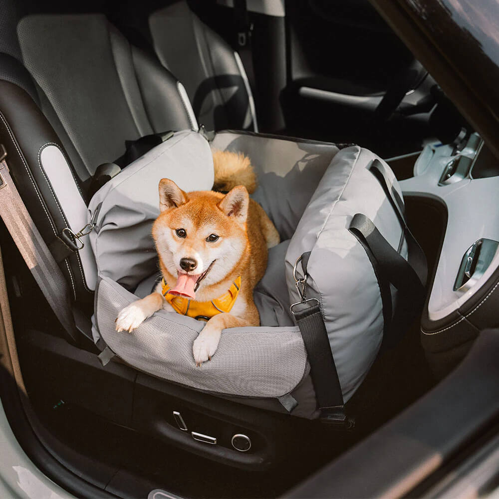 Funny Fuzzy Pet Car Seat Carrier Waterproof Nylon Mesh Beige Medium Dogs — Image 13