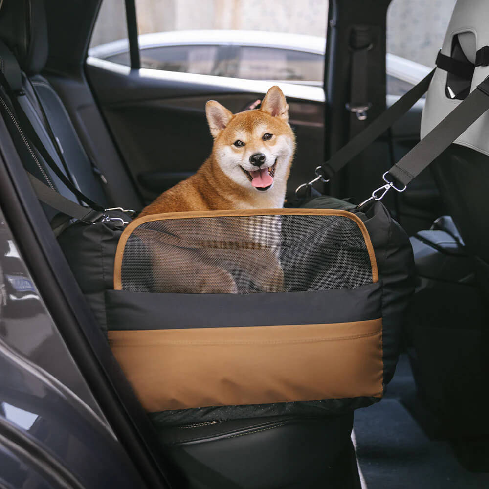 Funny Fuzzy Pet Car Seat Carrier Waterproof Nylon Mesh Beige Medium Dogs — Image 17