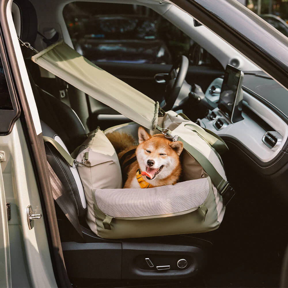Funny Fuzzy Pet Car Seat Carrier Waterproof Nylon Mesh Beige Medium Dogs — Image 19