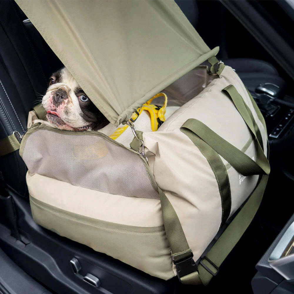 Funny Fuzzy Pet Car Seat Carrier Waterproof Nylon Mesh Beige Medium Dogs — Image 20