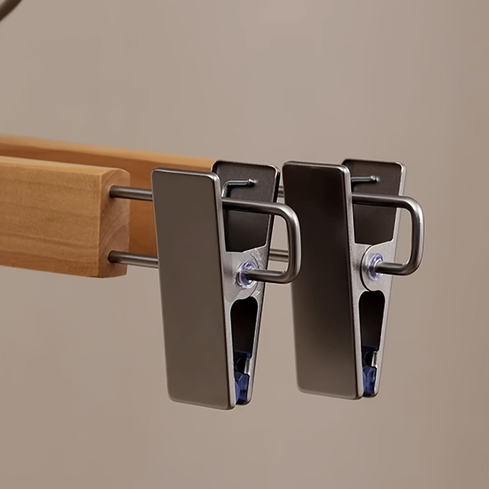 Premium Wooden Pants Hangers with Adjustable Clips Natural Wood Non-Slip — Image 5