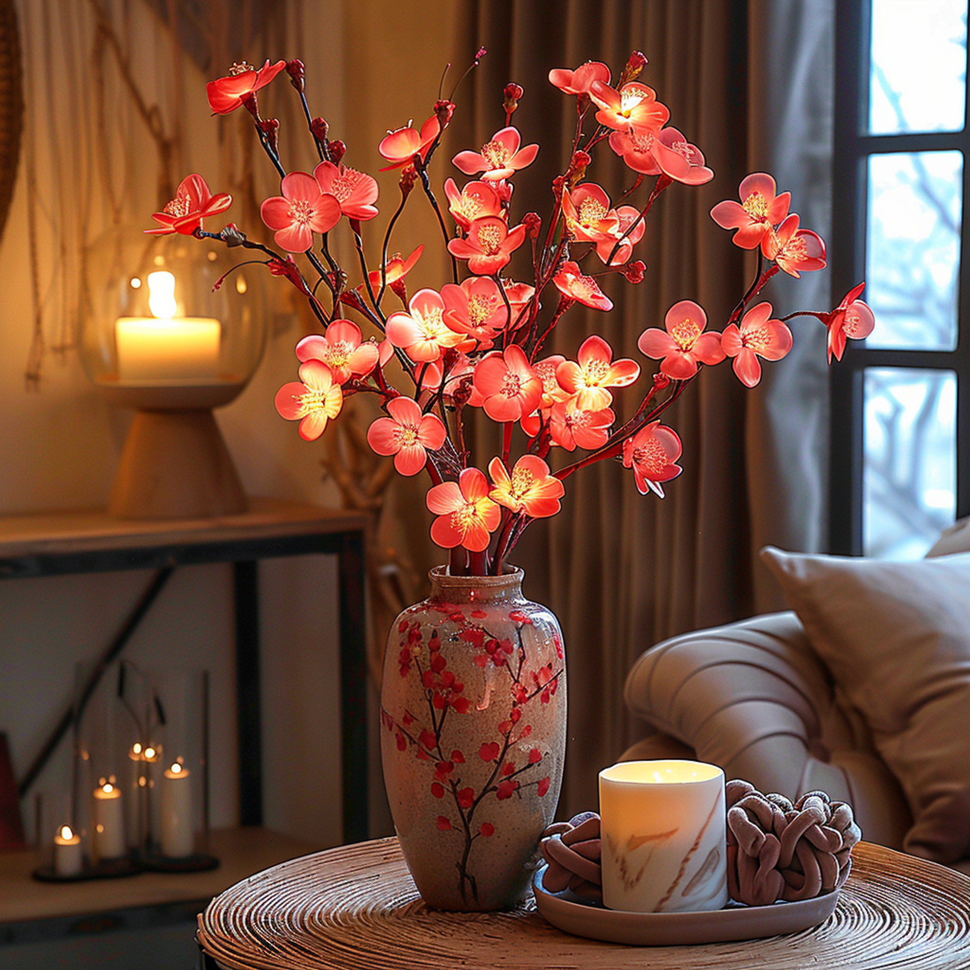 LED Lighted Faux Eucalyptus Branches with Warm White Fairy Lights for Home Decor — Image 7