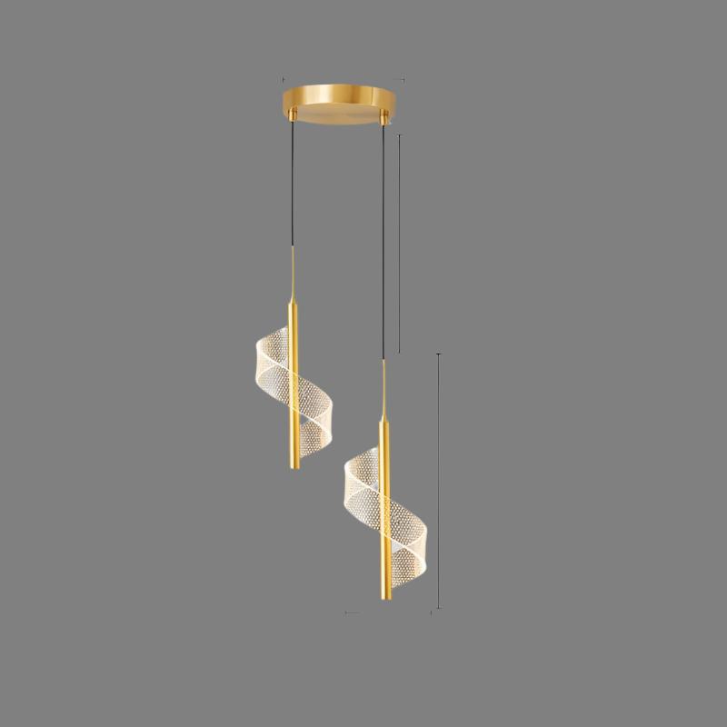 Modern Spiral LED Pendant Light Gold Metal Adjustable Dimmable 40cm — Image 12