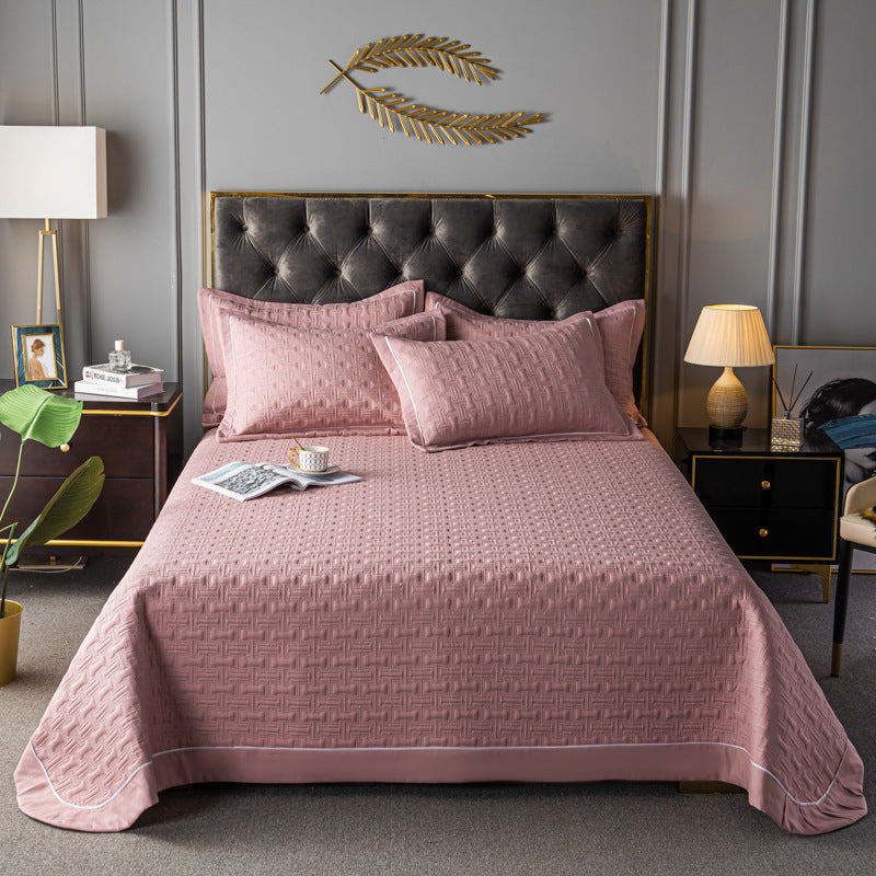 Elegant Quilted Bedspread Set Blue Cotton King Size Soft Hypoallergenic — Image 8