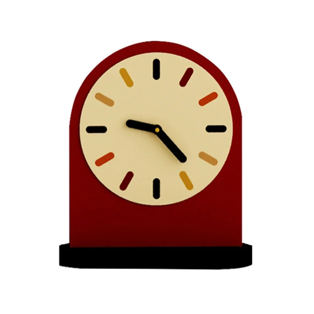 Voyage Modern Arch Table Clock Red Wood Marble Stylish Home Decor Office Desk — Image 13