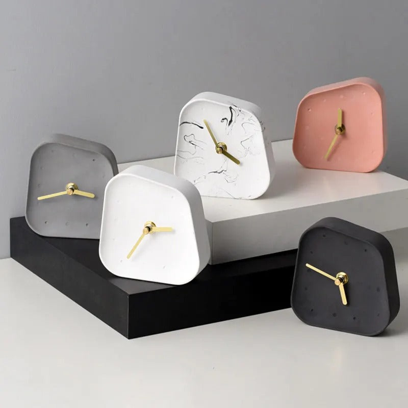 Modern Minimalist Concrete Desk Clock Silent Non-Ticking Tabletop Timepiece — Main Image