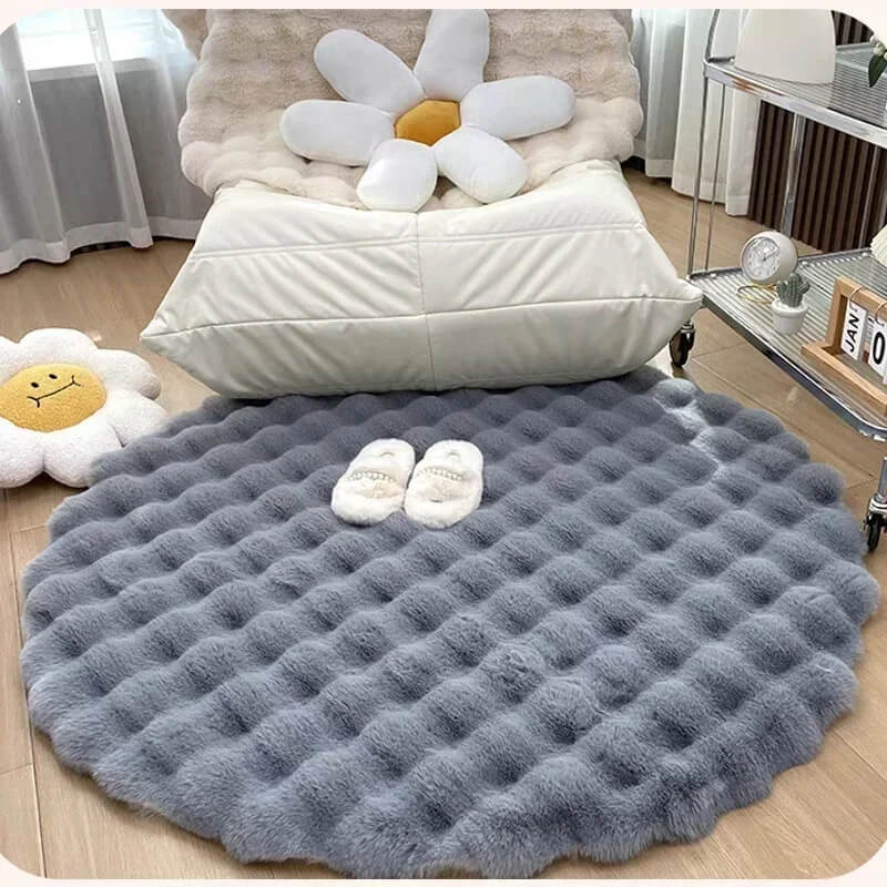 Plush Round Area Rug Soft Faux Fur Carpet Non-Slip Living Room Bedroom — Image 13