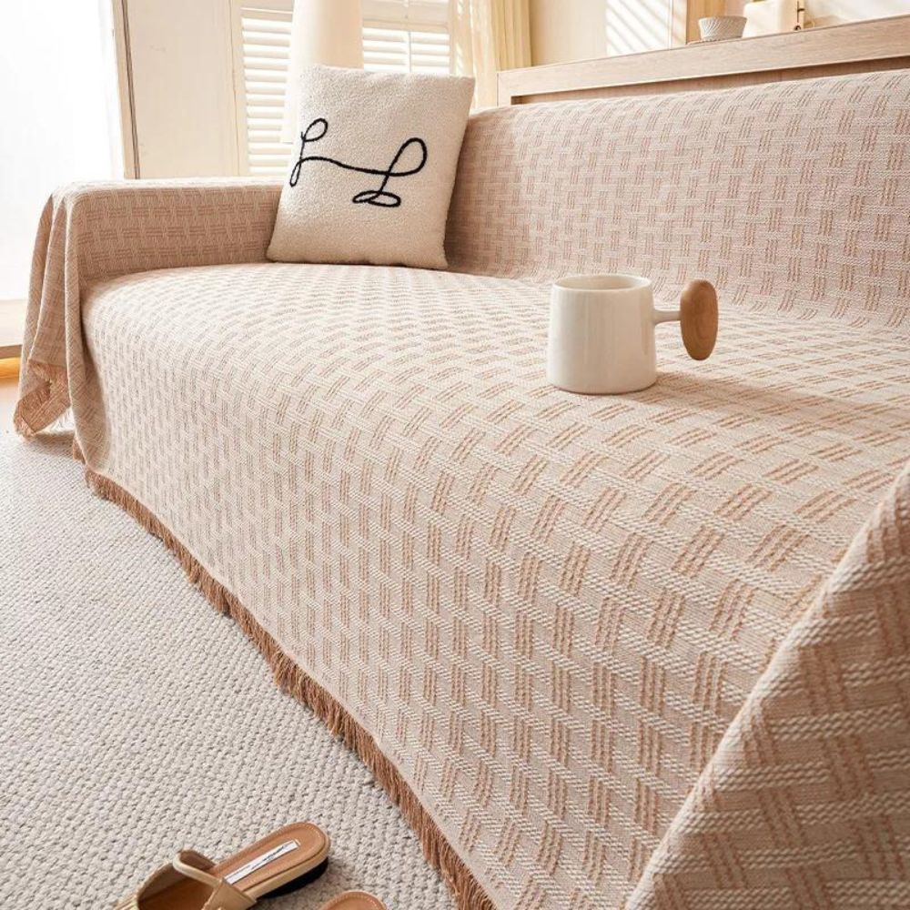 Woven Cotton Sofa Throw Blanket Geometric Pattern Couch Cover Living Room — Image 6