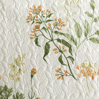 Floral Quilted Bedspread Set Cotton Green Botanical Pattern King Size — Image 7