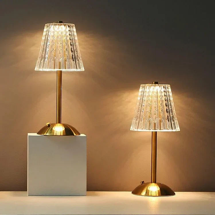 Elegant Gold Table Lamp with Glass Shade - Vintage Style, Metal Base, 15-inch — Image 10