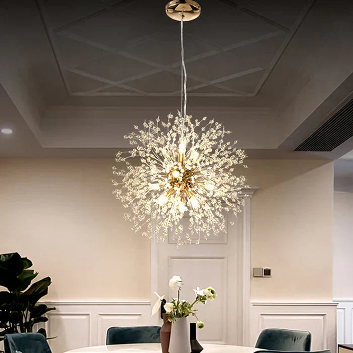 Luxurious Crystal Chandelier Pendant Light Fixture Dandelion Design Gold — Image 2