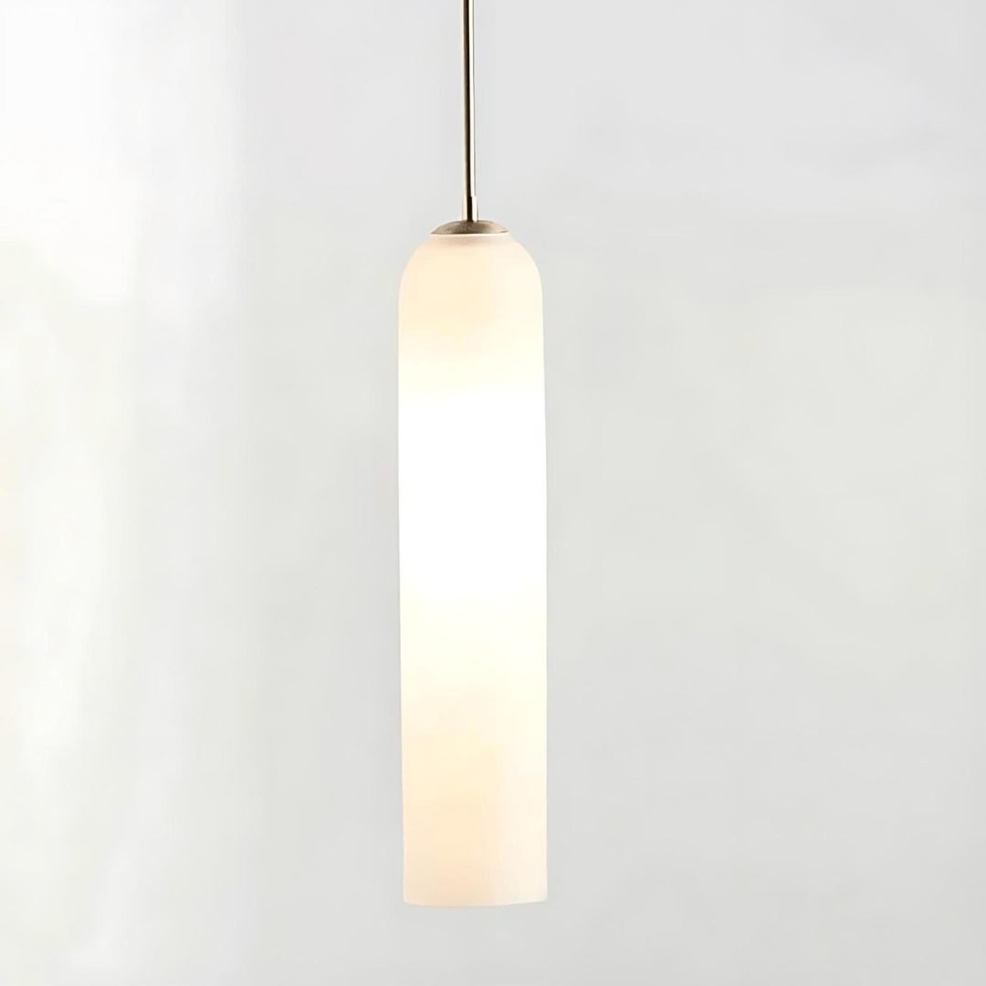 Contemporary Cylinder Glass Pendant Light Fixture – Clear & Blue, 40cm Height, 10cm Diameter — Image 14