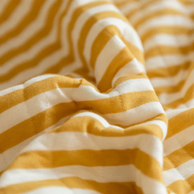 Cozy Home Striped Cotton Blanket - Yellow/White, Soft and Lightweight, 150x200cm — Image 8