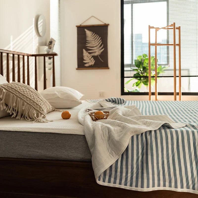 Cozy Home Striped Cotton Blanket - Yellow/White, Soft and Lightweight, 150x200cm — Image 9