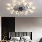 Modern Sputnik LED Ceiling Light Fixture Metal Starburst Chandelier Black Gold — Image 13