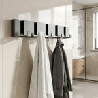 Modern Wall-Mounted Foldable Coat Rack Aluminum Black 6 Hooks Space-Saving Bathroom Kitchen Entryway — Main Image