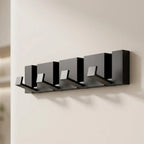 Modern Wall-Mounted Foldable Coat Rack Aluminum Black 6 Hooks Space-Saving Bathroom Kitchen Entryway — Image 8