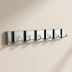 Modern Wall-Mounted Foldable Coat Rack Aluminum Black 6 Hooks Space-Saving Bathroom Kitchen Entryway — Image 12