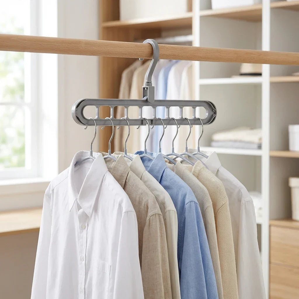 Space-Saving Multi-Layer Clothes Hanger Plastic Closet Organizer Gray for Shirts Coats Sweaters — Image 2