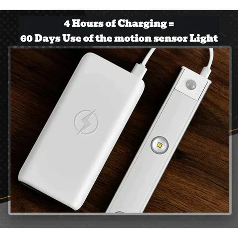 Rechargeable Motion Sensor LED Light Bar Silver Aluminum 20cm-40cm — Image 3