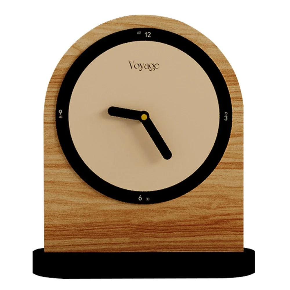 Voyage Modern Arch Table Clock Red Wood Marble Stylish Home Decor Office Desk — Image 11