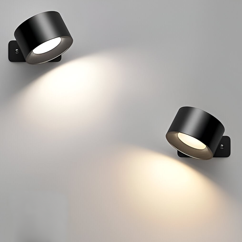 Modern Adjustable Wall Light LED Rechargeable Remote Control Wood Black White — Image 2