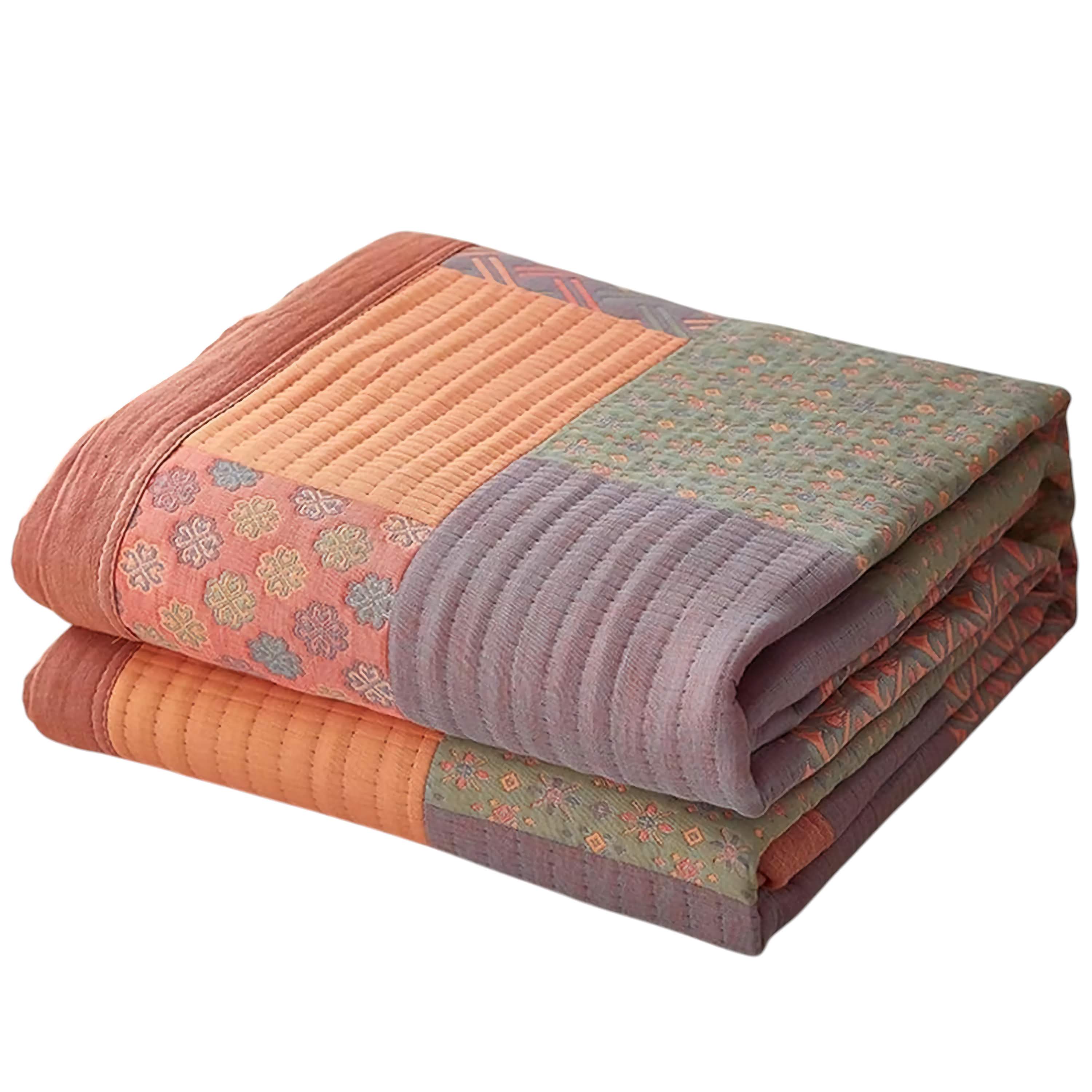Patchwork Quilt Set Cotton Multicolor Reversible Lightweight Bedding King — Image 10