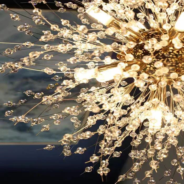 Luxurious Crystal Chandelier Pendant Light Fixture Dandelion Design Gold — Image 6