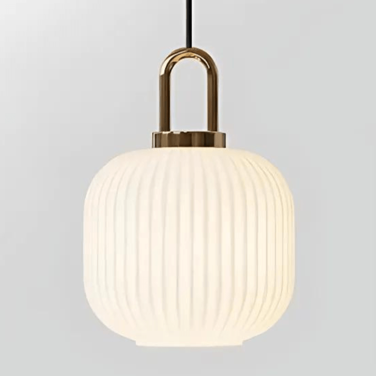 Modern Glass Pendant Light Fixture with Brass Finish for Dining Room or Kitchen — Image 11