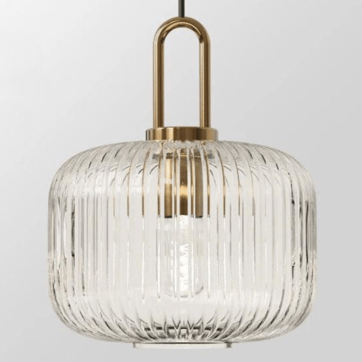 Modern Glass Pendant Light Fixture with Brass Finish for Dining Room or Kitchen — Image 8