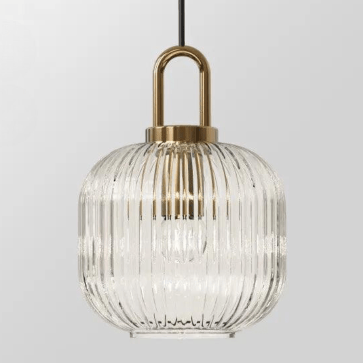 Modern Glass Pendant Light Fixture with Brass Finish for Dining Room or Kitchen — Image 7