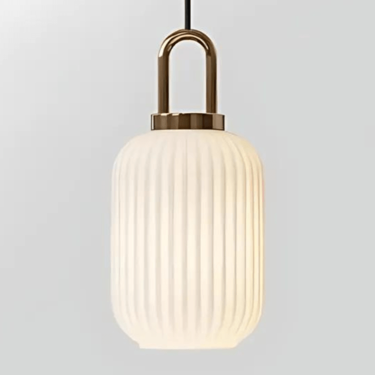 Modern Glass Pendant Light Fixture with Brass Finish for Dining Room or Kitchen — Image 10