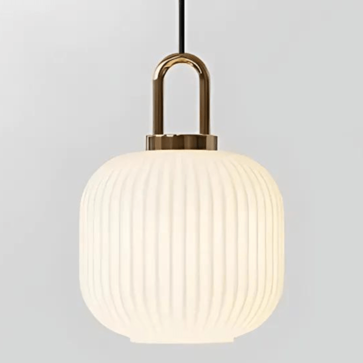 Modern Glass Pendant Light Fixture with Brass Finish for Dining Room or Kitchen — Image 12