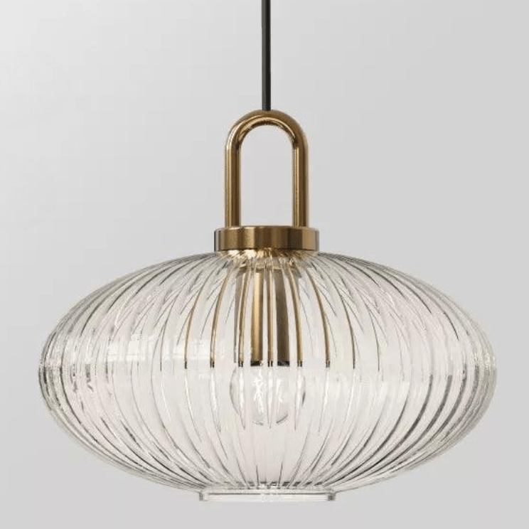 Modern Glass Pendant Light Fixture with Brass Finish for Dining Room or Kitchen — Image 9
