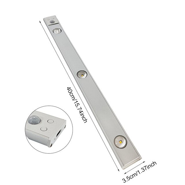 Rechargeable Motion Sensor LED Light Bar Silver Aluminum 20cm-40cm — Image 12