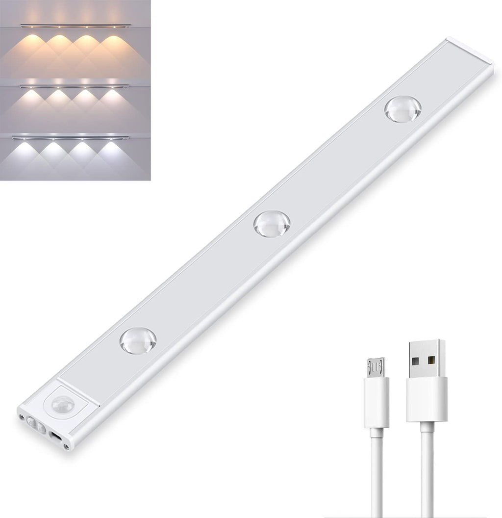 Rechargeable Motion Sensor LED Light Bar Silver Aluminum 20cm-40cm — Image 9