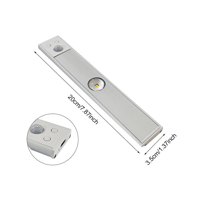 Rechargeable Motion Sensor LED Light Bar Silver Aluminum 20cm-40cm — Image 10