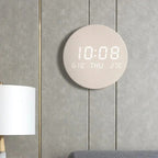 Modern Wooden LED Wall Clock Round Digital Display with Temperature Date Function — Image 6