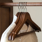 Premium Wooden Clothes Hangers Set of 10 Natural Finish Non-Slip 360-Degree Swivel Hook — Image 2