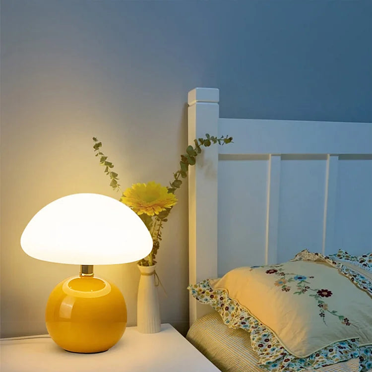 Modern Ceramic Table Lamp Mushroom Shape Ambient Lighting for Bedroom Living Room Decor — Image 2